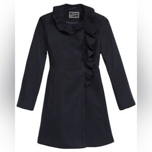 ROTHSCHILD Ruffle Coat Jacket, Size 10 - Black.